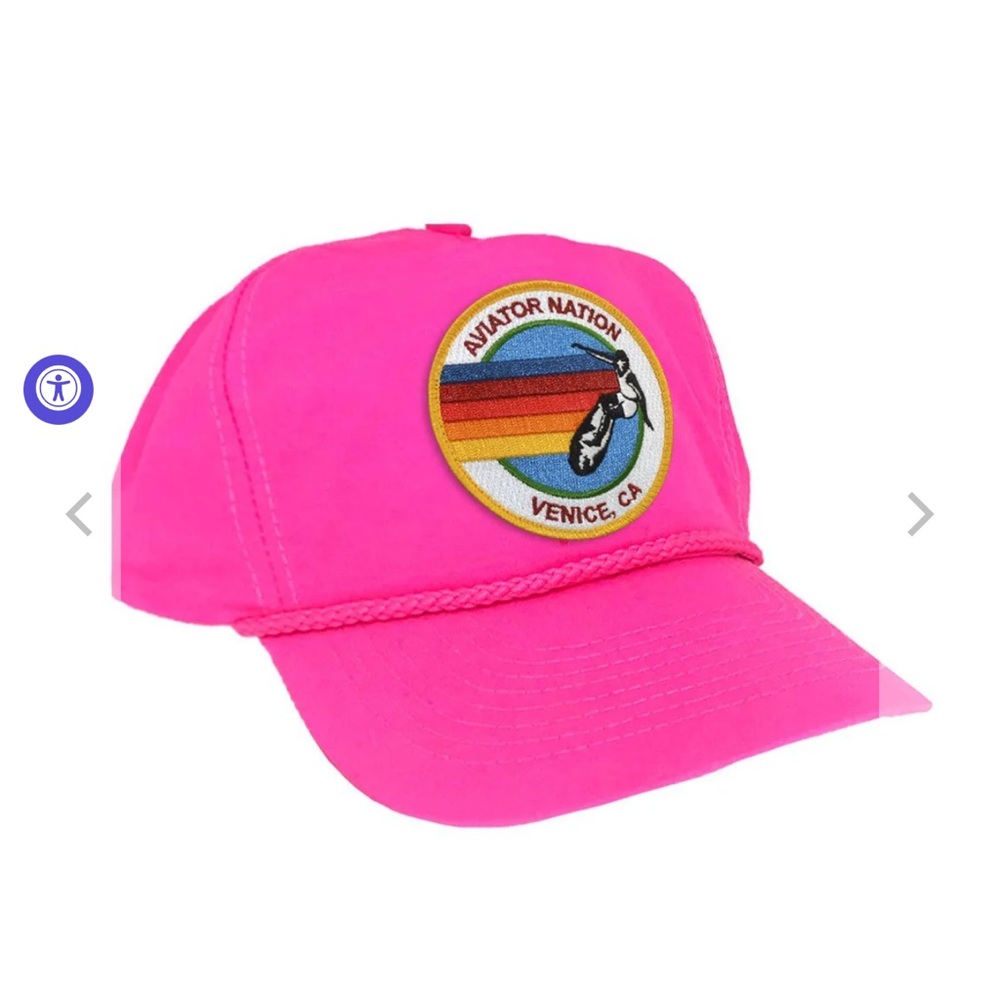 Aviator Nation Hot Pink Trucker Hat with Rainbow Patch